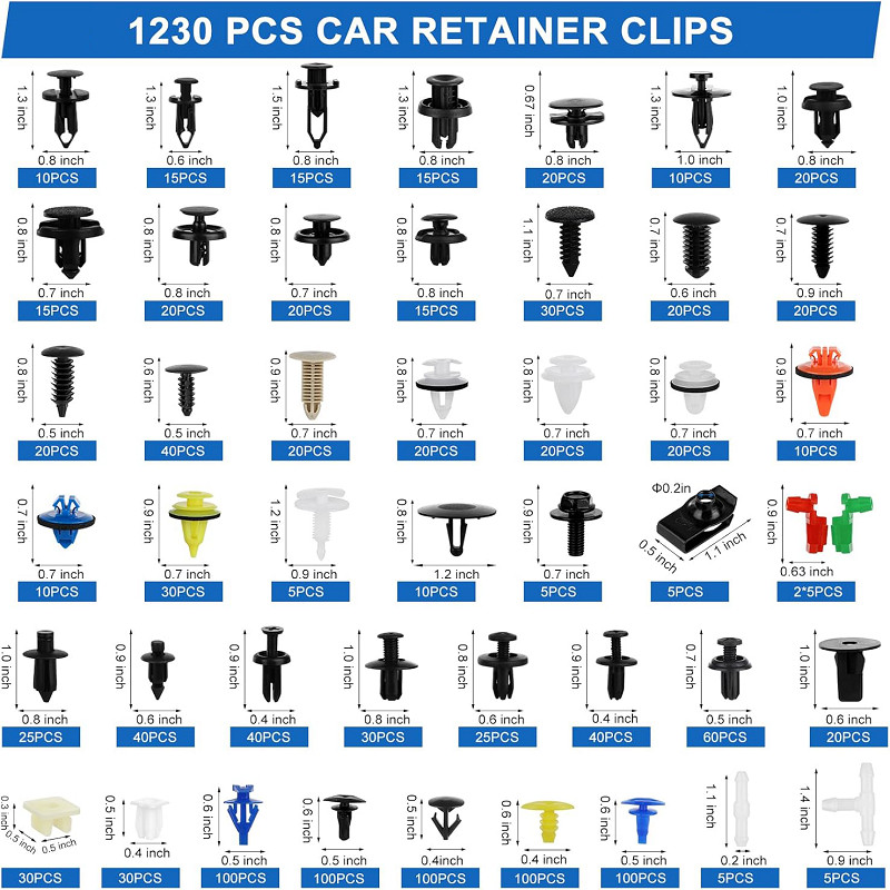 1365Pcs Car Push Retainer Clips Fasteners Kit Fender Rivet Auto Push Pin Rivets