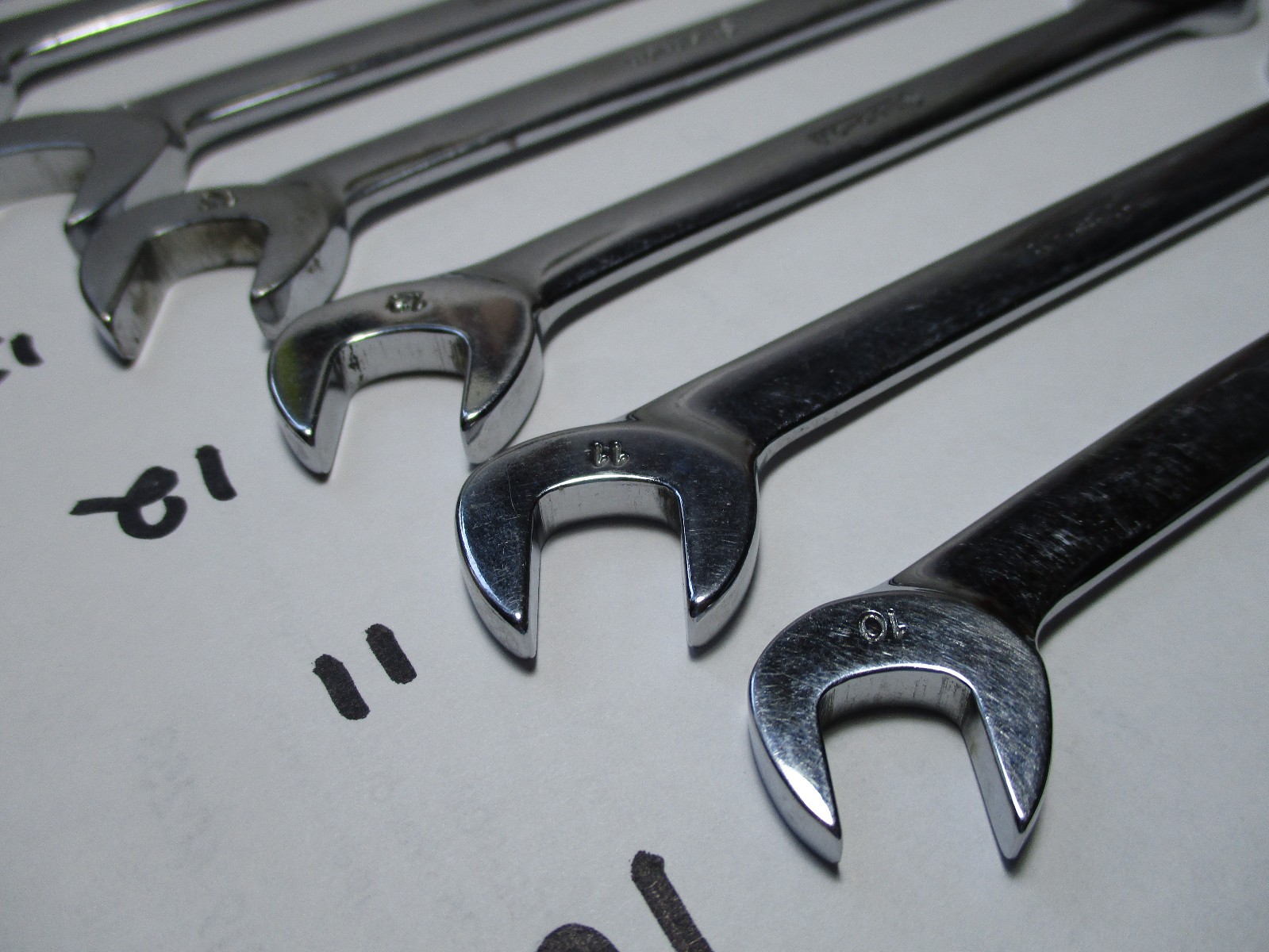 Snap-On Metric 10-17mm 4 Way Angle Open End Wrenches 6 of 7 piece set VSM807