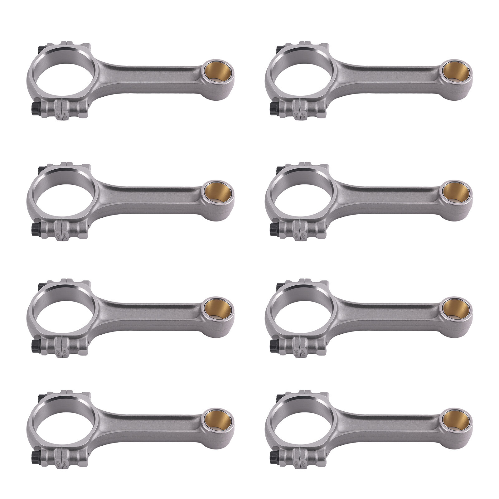 5140 Steel I-Beam 5.7″ Connecting Rods For Chevy SBC 350 Floating Pin Set of 8