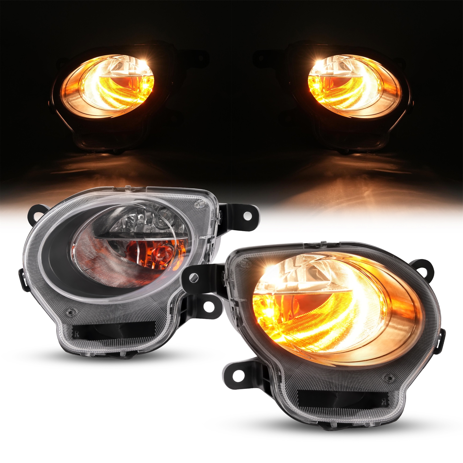 Pair Turn Signal Parking Lights Right+Left Clear Lens W/Bulbs For Fiat 500 12-17