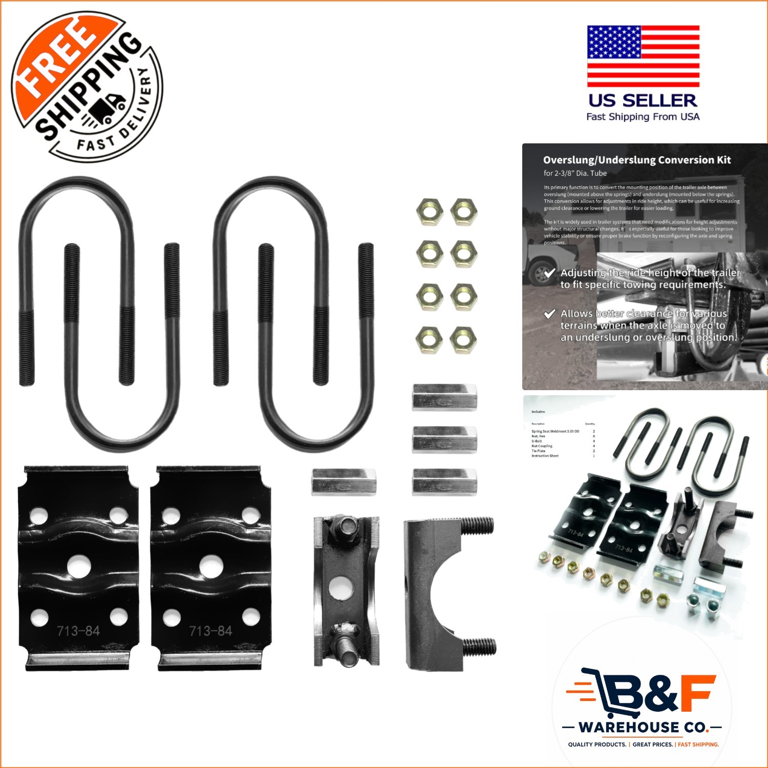 Dexter-Compatible Axle Conversion Kit with Black Oxide Finish, High-Performance