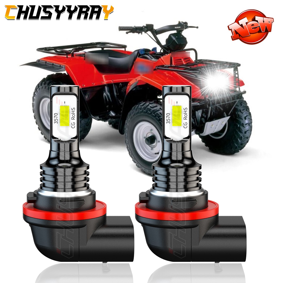 For Honda Foreman 500 2005-2017 3 prongs LED Headlight 6000K Bright Bulbs