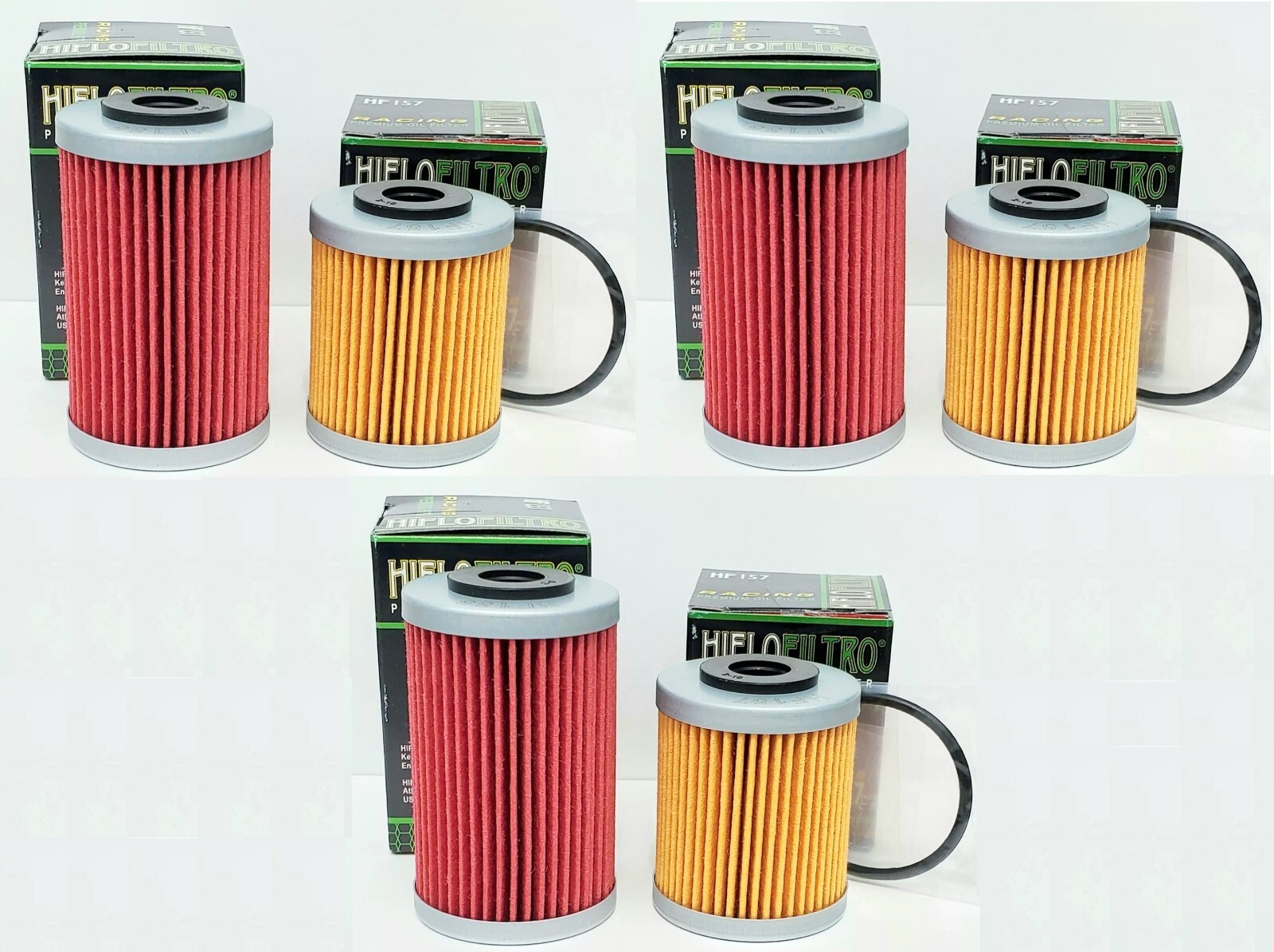 (3 SETS) HiFlo Oil Filter Long & Short HF155 HF157 For KTM 250 400 450 520 525