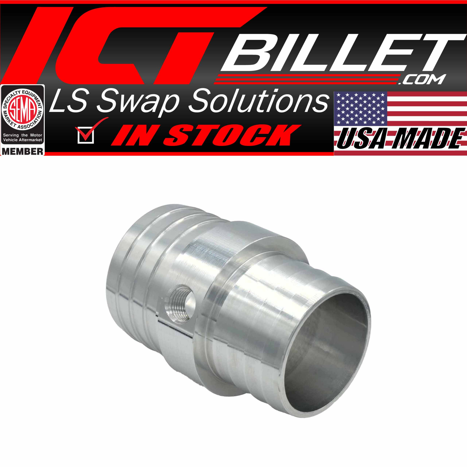 1-1/4″ to 1-1/2″ Hose w/ 1/8″NPT Steam Port Adapter Top Radiator LS Swap Coolant