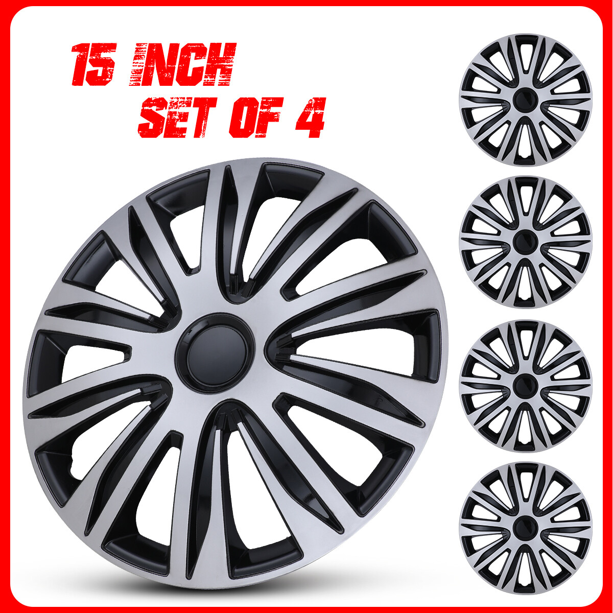 15″ Set of 4 Lacquer Wheel Covers Snap On Full Hub Caps fit R15 Tire & Steel Rim