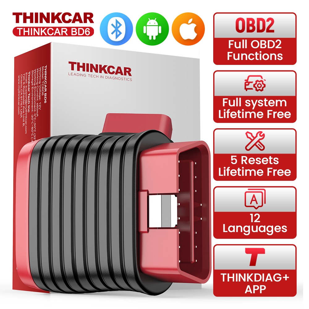 THINKCAR BD6 Car Diagnostic Tool OBD2 Bluetooth ALL System Diagnostics 5 Reset