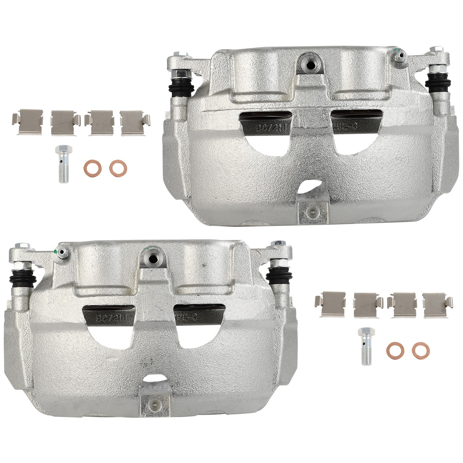 For Ford E-150 08-14 E-350 Super Duty 08-19 2pcs Silver Front Brake Calipers
