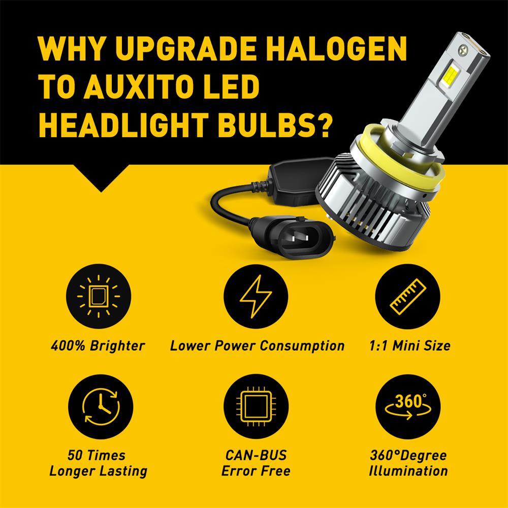 AUXITO H11 LED Kit Headlight Low Beam Bulb Super Bright 6500K HID White 40000LM