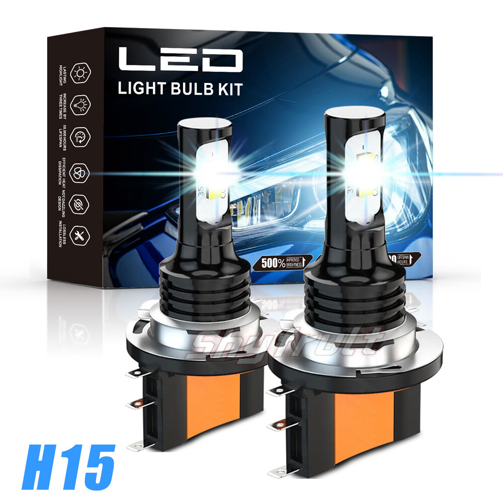 2X H15 LED Bulbs High Beam DRL Headlights Conversion Kit 55W 6000K Super Bright-