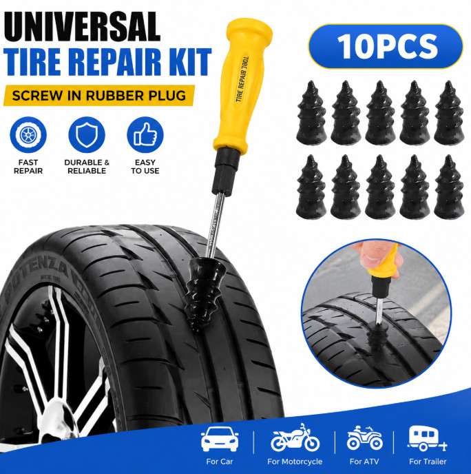 New Universal Screw Tire Repair Plug Rubber Nail Car Tyre Puncture Repair Kit
