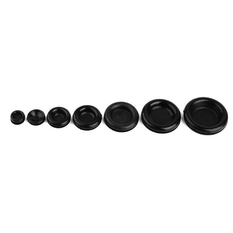 170Pcs 7 Sizes Mixed Auto Car Black Rubber Grommet Seals Firewall Hole Plug Set