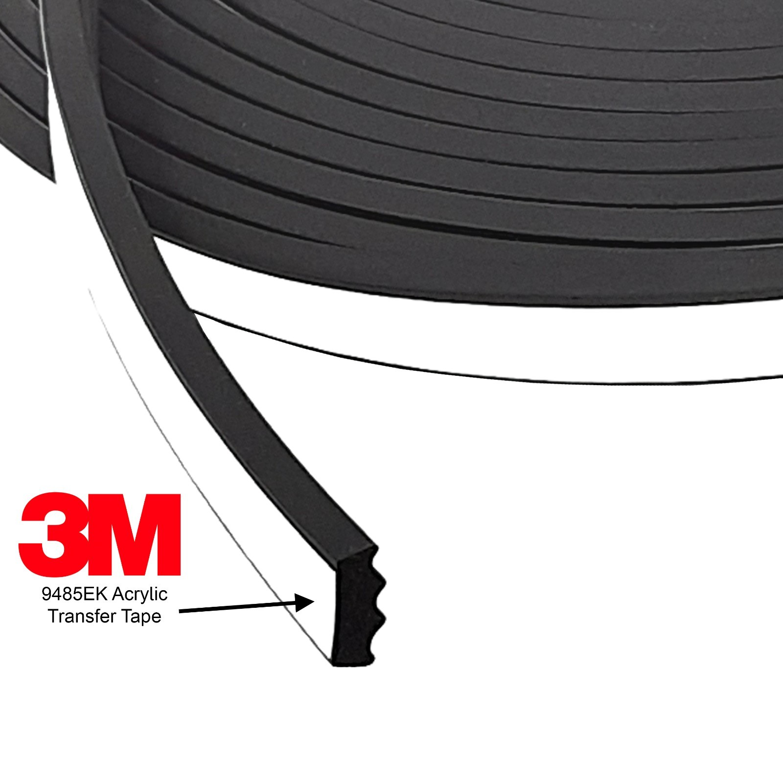 ESI Ribbed Rectangle EPDM Rubber Seal .187” H 500” W 25’ L w/Acrylic Tape