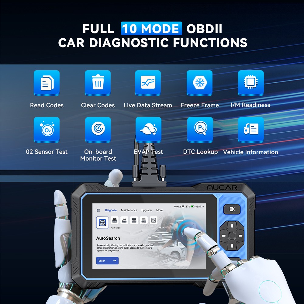 MUCAR 632 OBD2 Scanner Engine ABS SRS SAS AT TPMS EPB Diagnostic Tool 12+Service