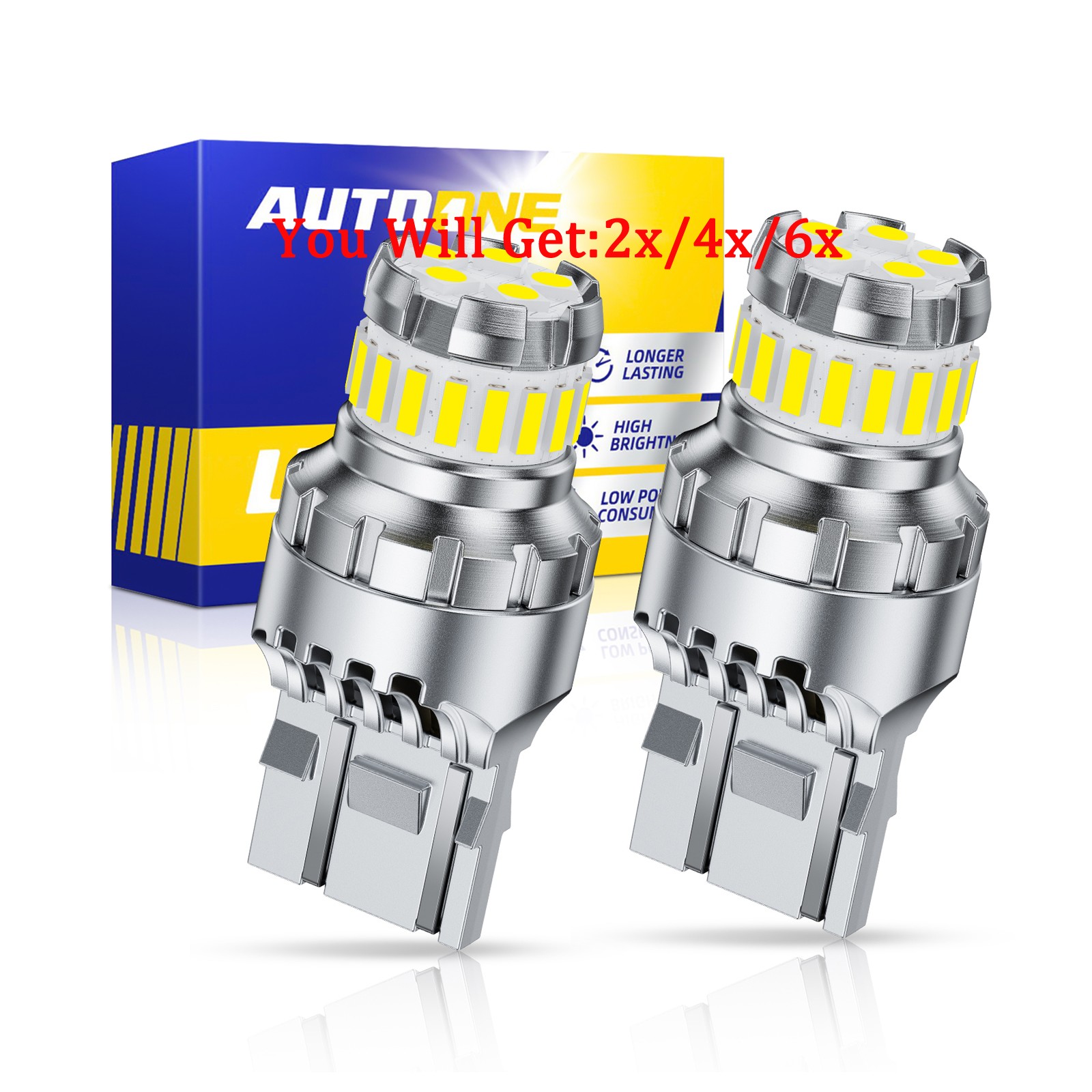 7443 7440 LED 6500K Reverse Backup Brake Stop Parking Light Bulb CANBUS 2-6X