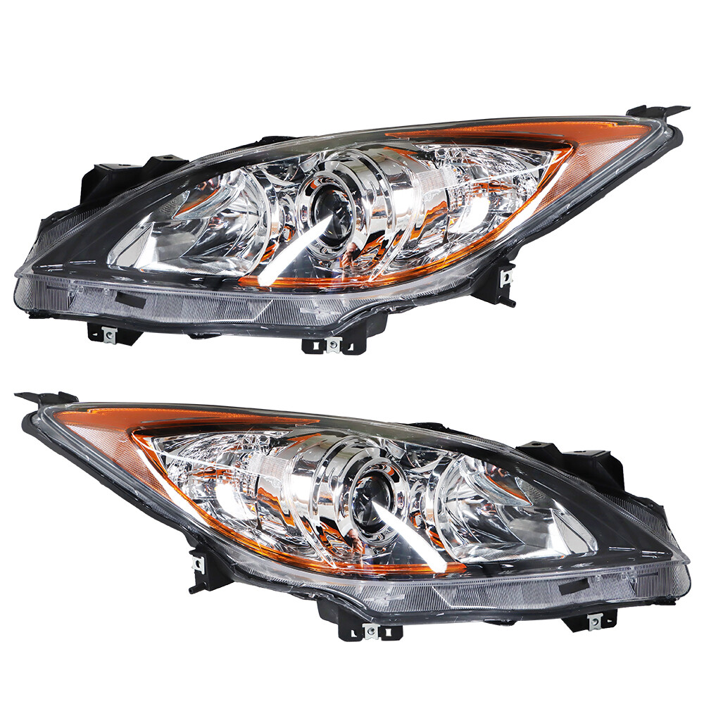 Labwork Right&Left Headlight For Mazda 3 2010-13 Projector Halogen Type Chrome