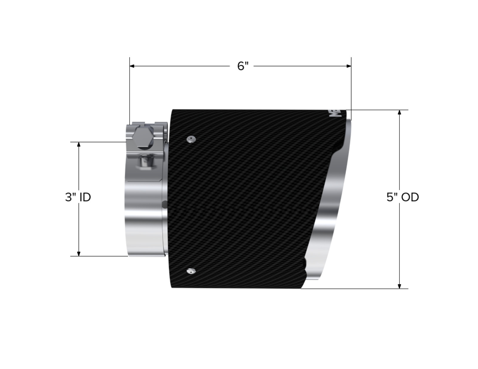 MBRP for Universal Carbon Fiber Tip, 3in. ID./5in. OD./ 6.13in L. Angle Cut Dual