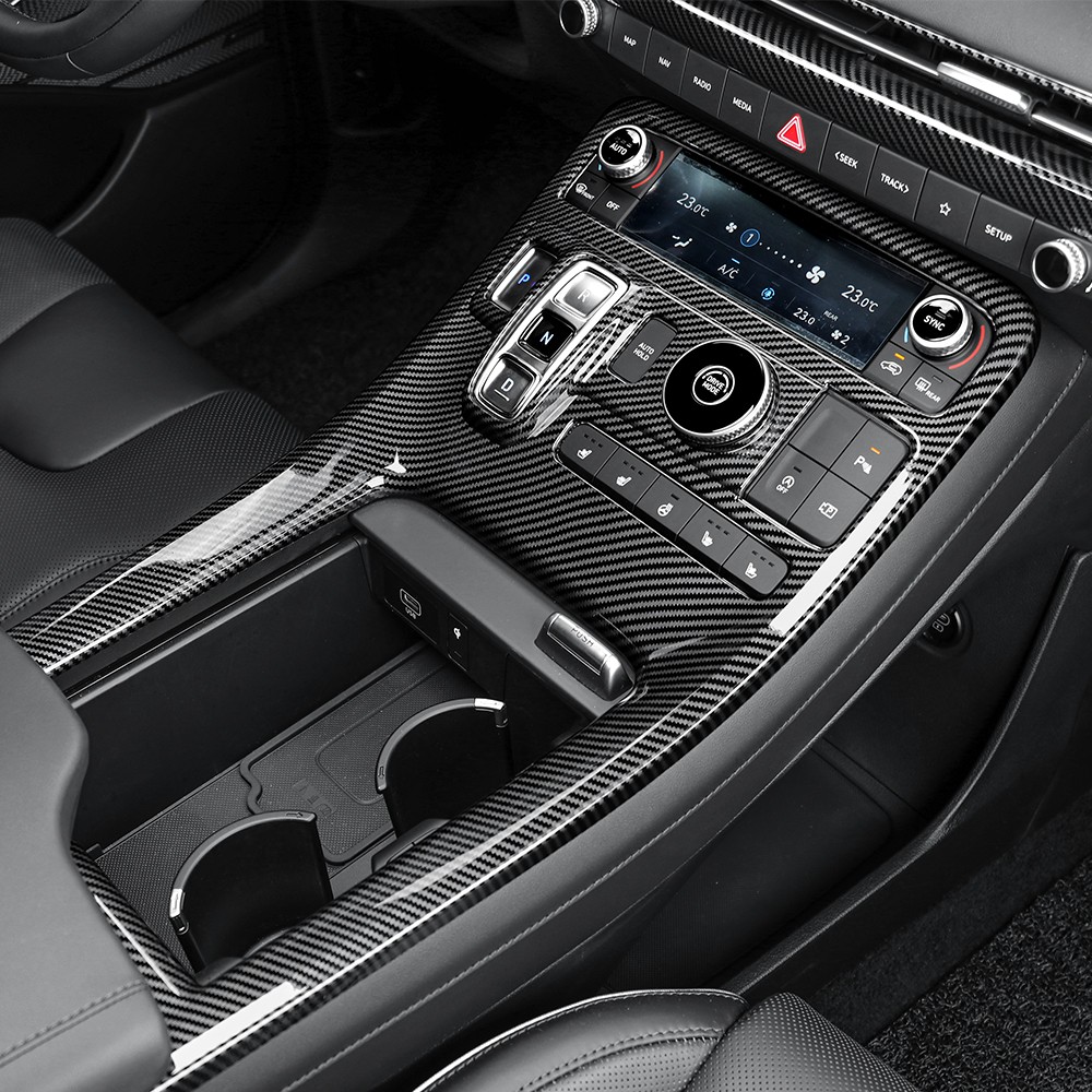 Carbon Center Console Gear Shift Panel Cover Trim For Hyundai Palisade 2023-2025