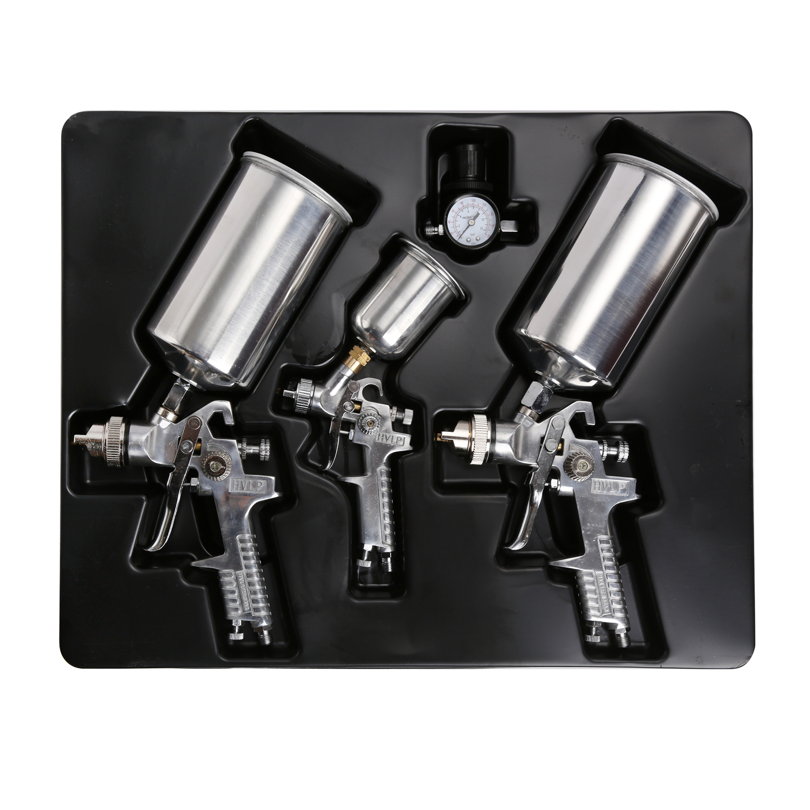 HVLP Spray Gun Set Cup Air Regulator & Auto Maintenance Paint Basecoat Clearcoat