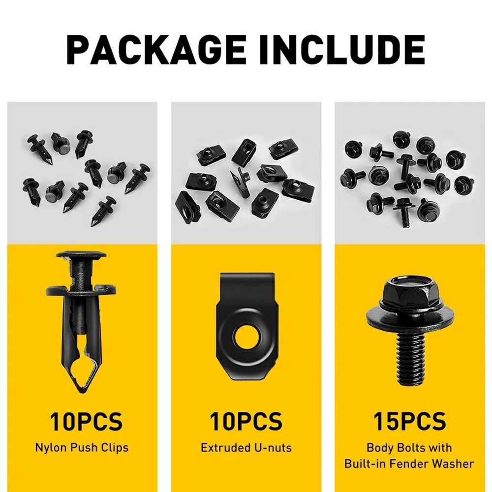 35pcs Fits Toyota Truck Body Bolts & U-nuts- M6-1.0 x 20mm Long- 10mm Hex