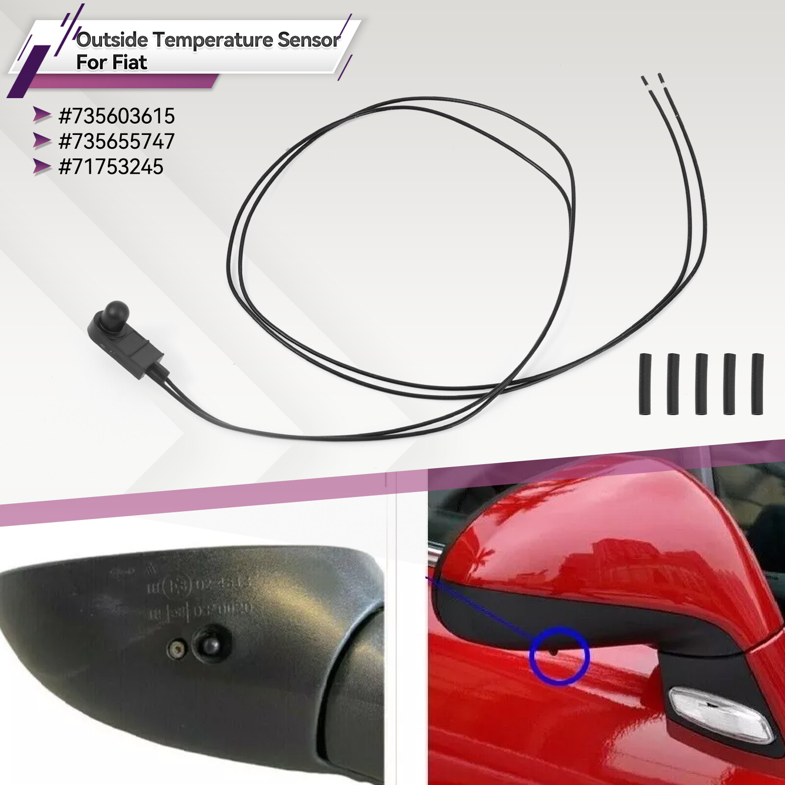 For Fiat 500 500L Jeep Renegade Ambient Air Temperature Sensor Mirror USA