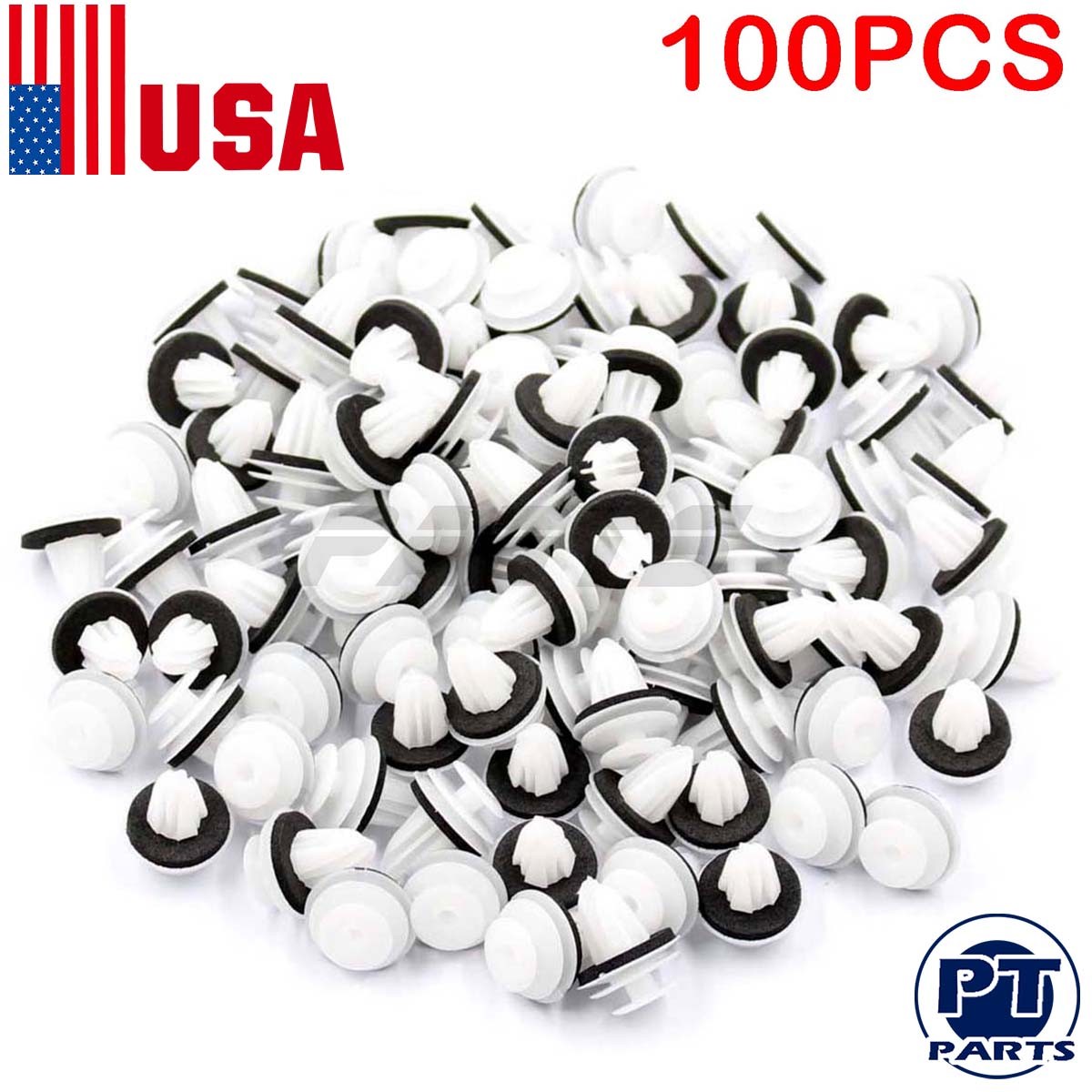 100 pcs Hole Car Plastic Rivet Door Trim Retainer Clips 9mm For Honda Mitsubishi