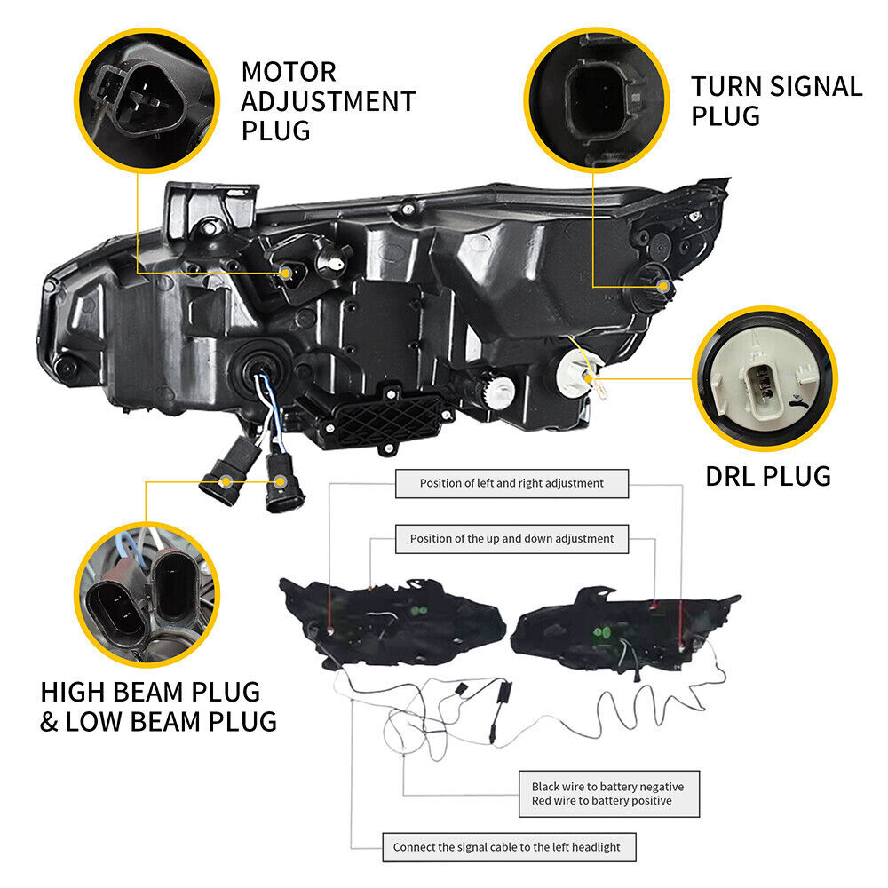VLAND LED Projector Headlights For Honda Civic 2016-21 w/Startup Animation Pair
