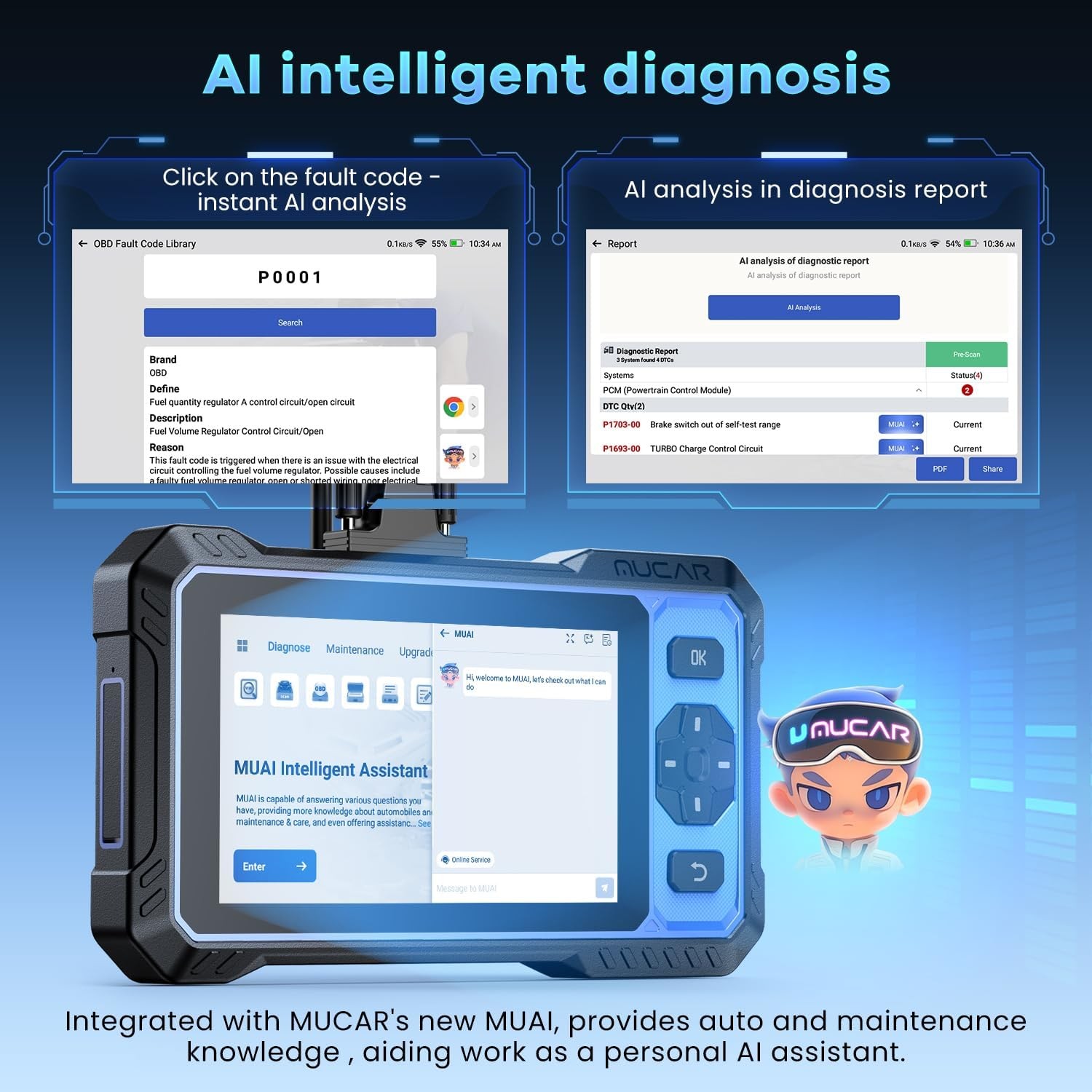MUCAR 632 OBD2 Scanner Engine ABS SRS SAS AT TPMS EPB Diagnostic Tool 12+Service