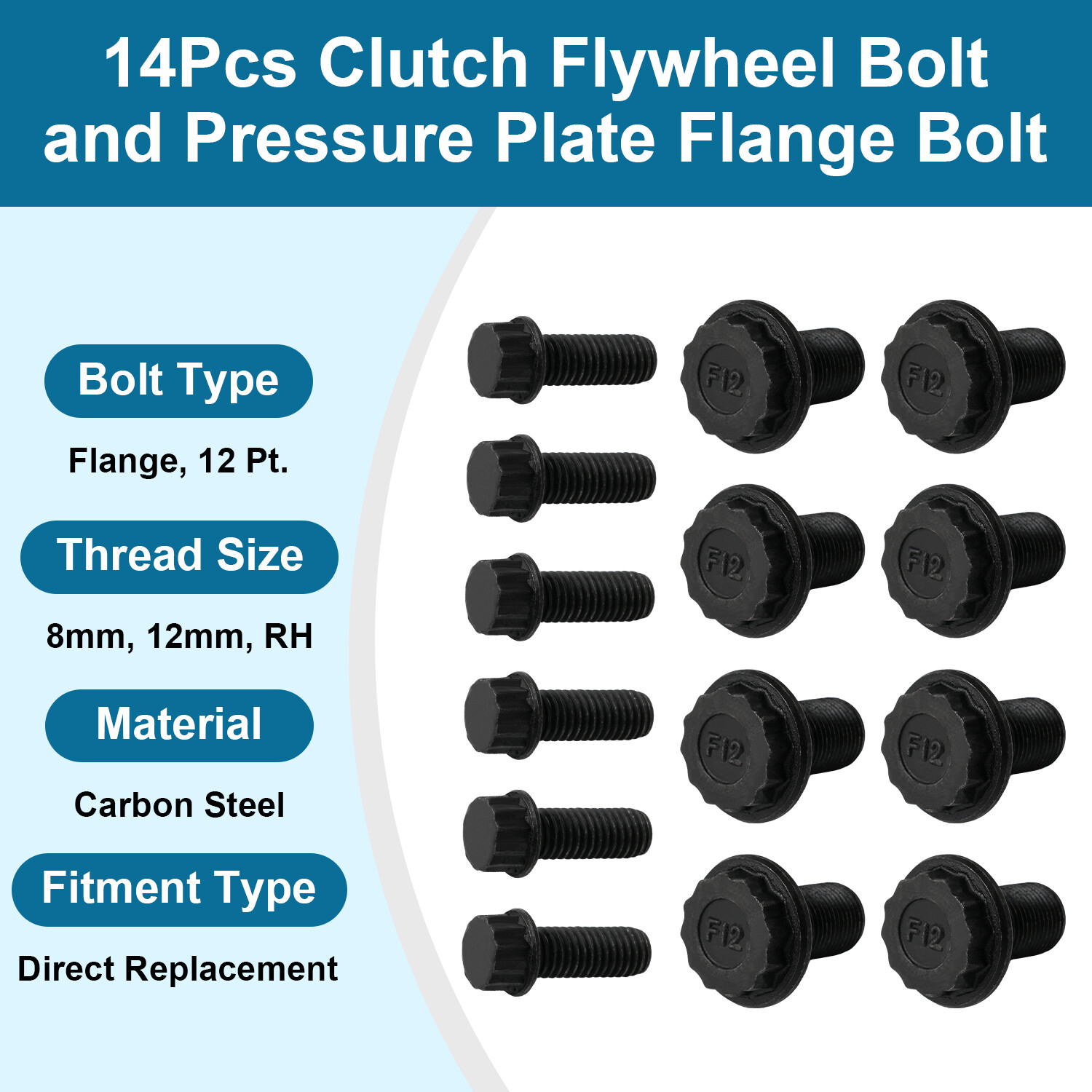 Clutch Flywheel Pressure Plate Flange Bolt Set For Honda Civic Si K Series 14Pcs