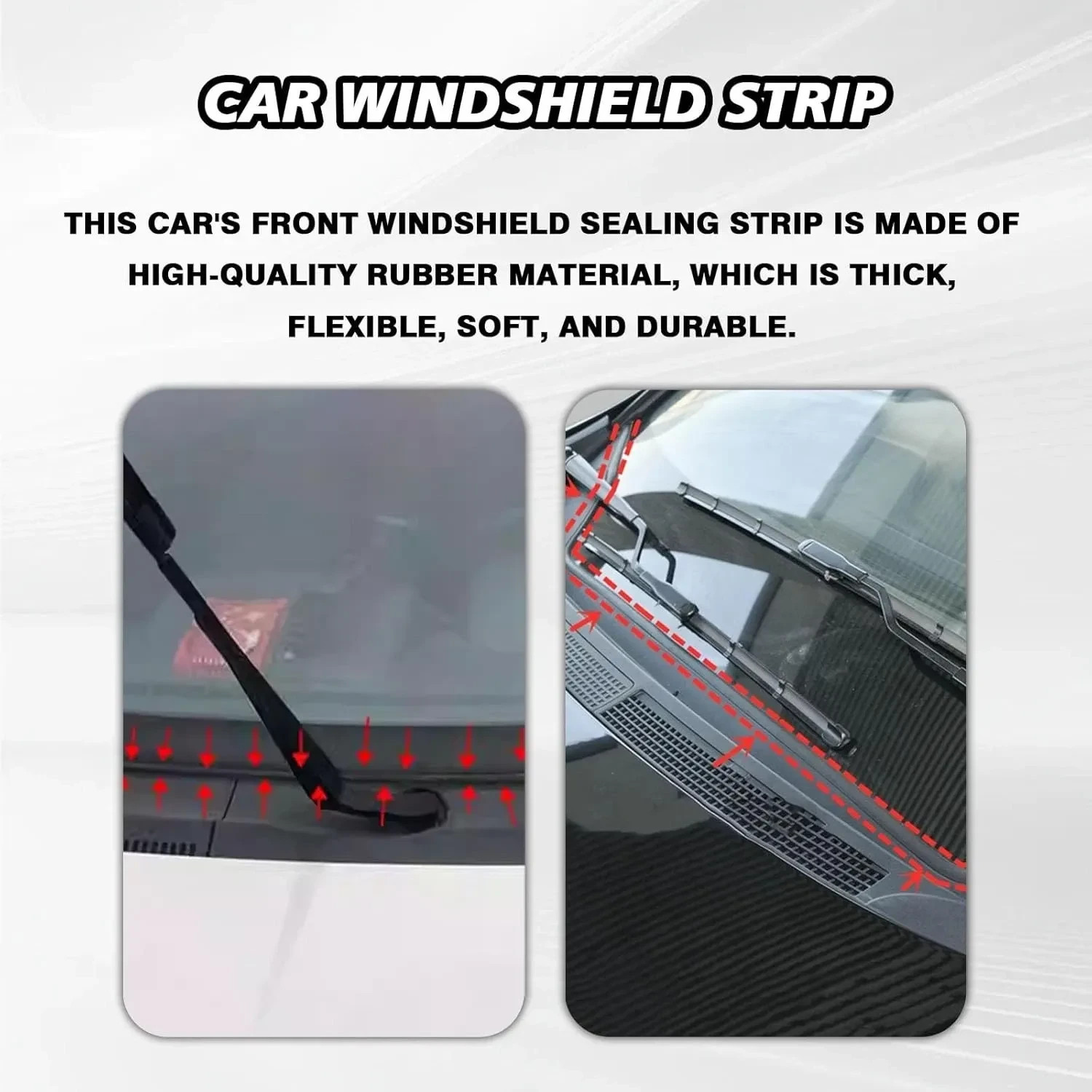 Windshield Cowl Rubber Seal Strip, 1.7M/5.6Ft Car Front and Rear Weatherstrip Su