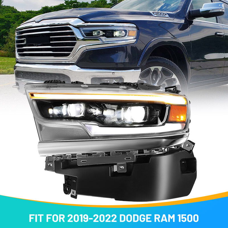 For Dodge Ram 1500 2019-2022 LED DRL Projector Headlight Left Driver Side