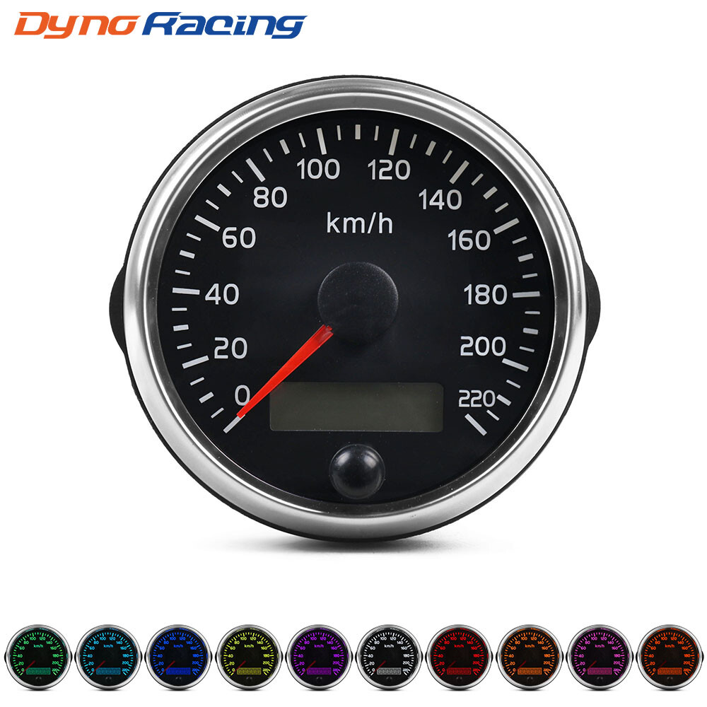 For 12V/24V 85mm Racing Speedometer 0-220km/h Speed Gauge Meter With Digital LCD