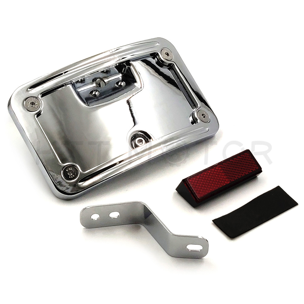Laydown Curved License Plate Bracket For Harley Softail FLSTSC/Deluxe FLSTN Chro