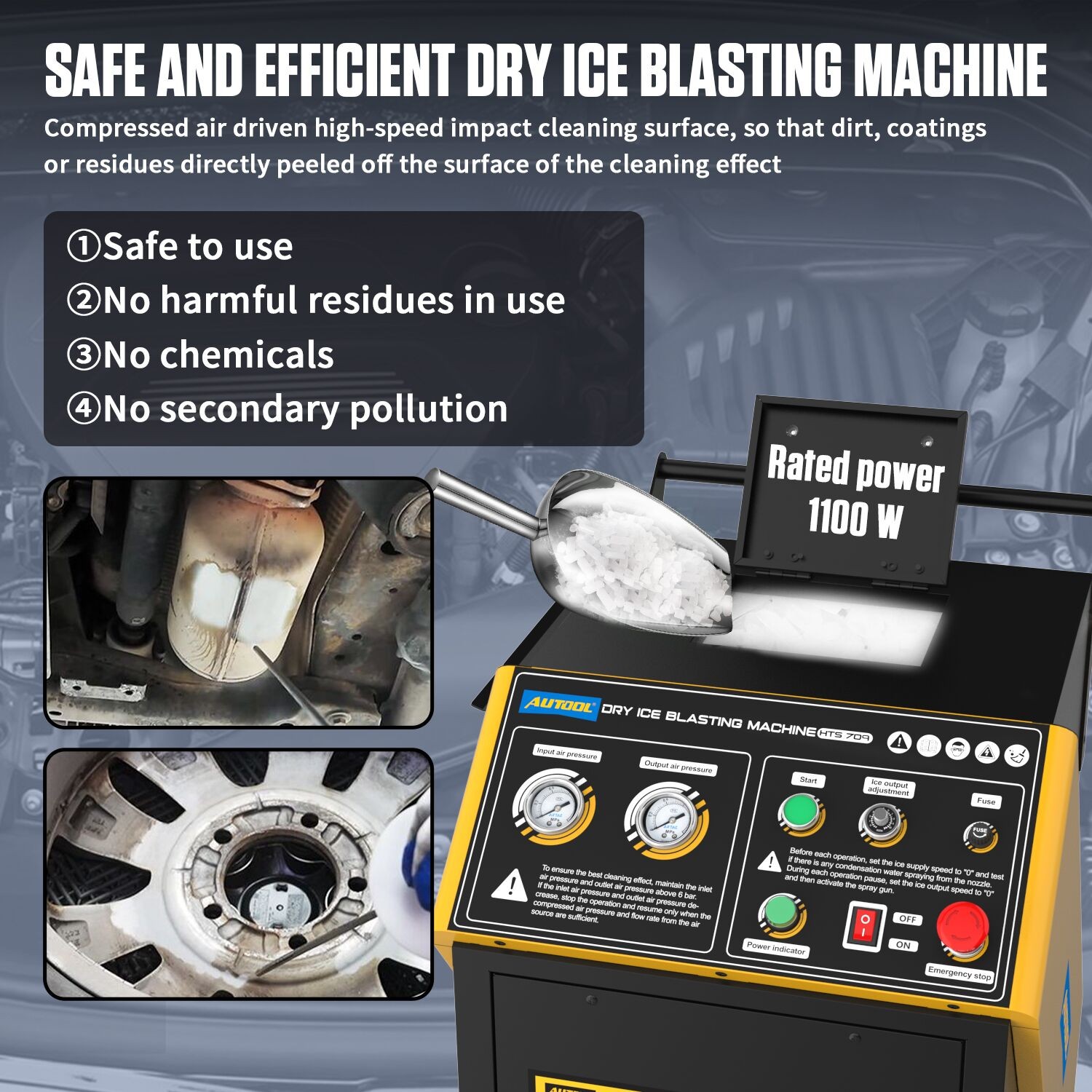 AUTOOL HTS709 Dry Ice Blaster Cleaning Machine Car Commercial Dry Ice Cleaner