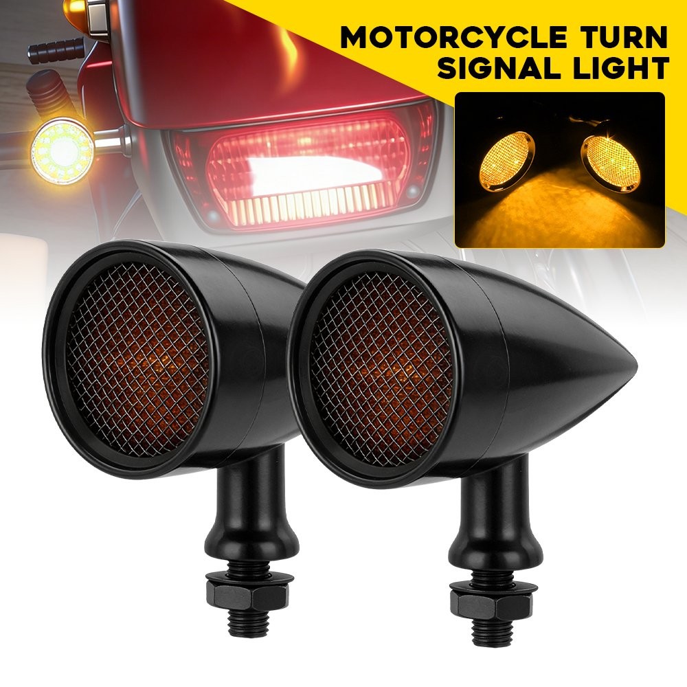 Bullet Amber Turn Motorcycle Black Signals Blinker Lights For Harley Sportster