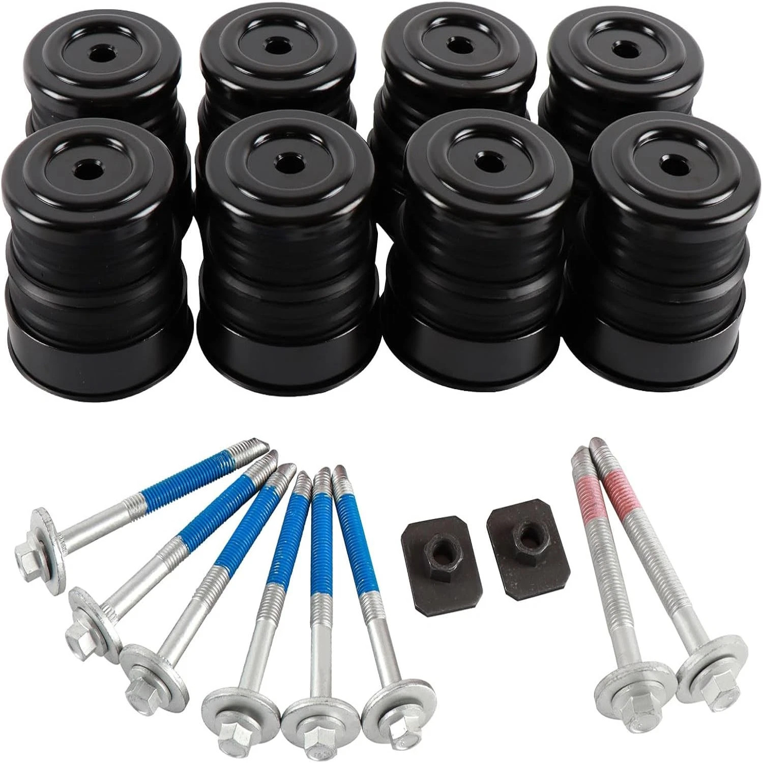 Silicone Body Mount Bushings & 13848 Bolt Kit For Ford F250 F350 08-16 Crew Cab