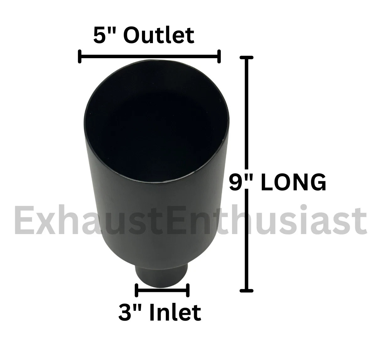 Black SS304 Exhaust Tailpipe Tip Double Wall 3″ Inlet – 5″ Outlet – 9″ Long