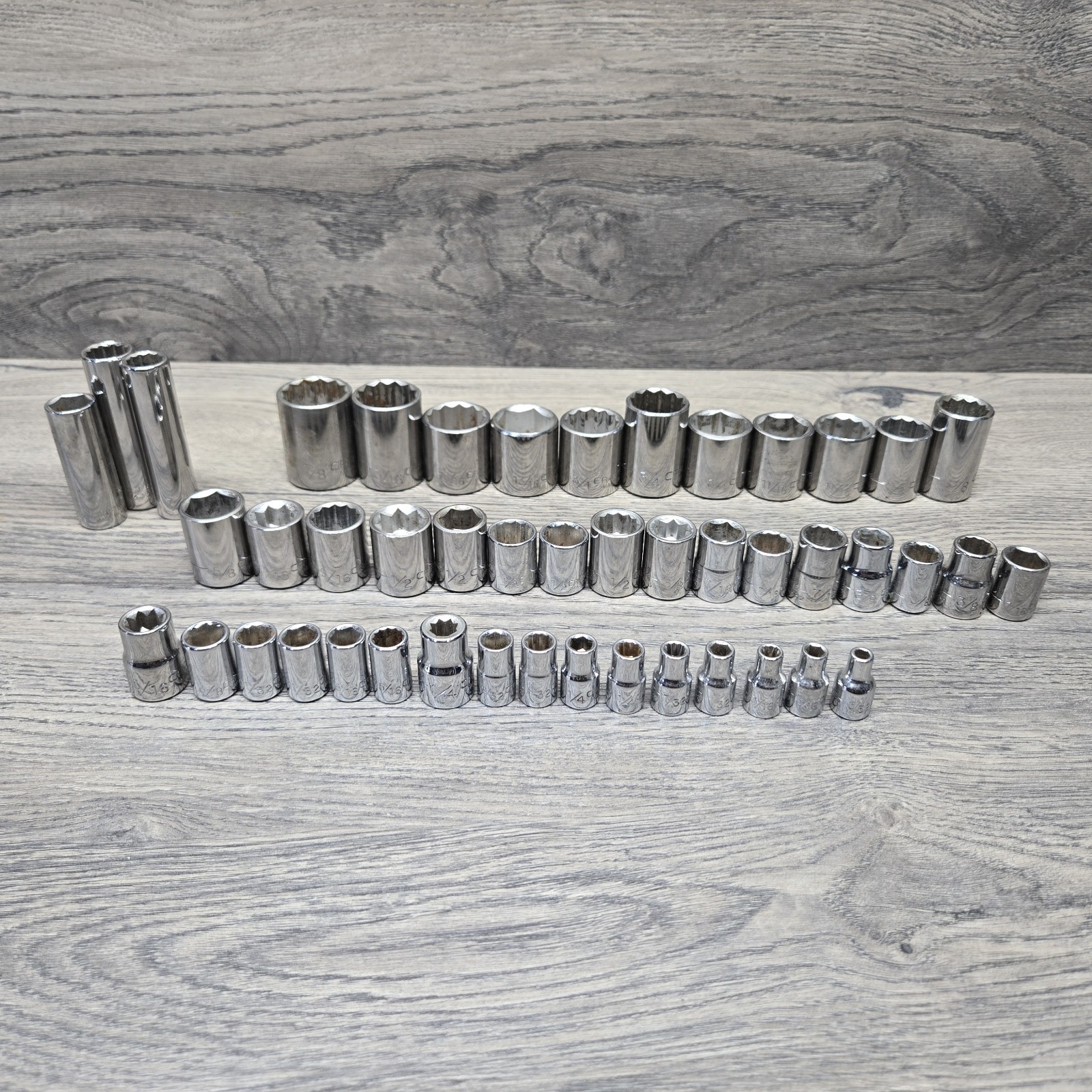 Craftsman 6 And 12 Pt Shallow Lot of -EE- Series Sockets Vintage USA Made