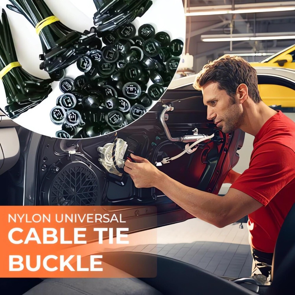 500 PCS-Universal Cable Tie Buckle, Heavy Duty Self-Locking Nylon Zip Tie Holder