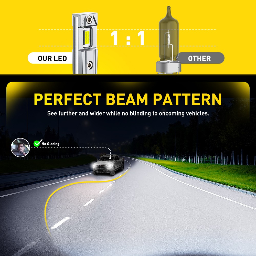 AUXITO Combo 2 9005 HB3 LED Headlight Bulbs High Low Beam Super White 600000LM