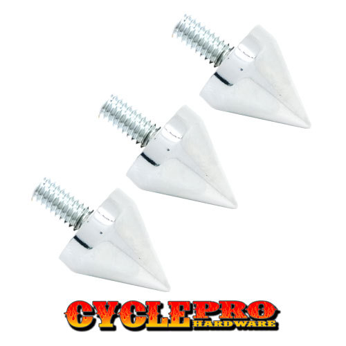 3 Chrome Fat Spike Windshield Bolt Kit for 96-13 Harley Electra & Street Glide