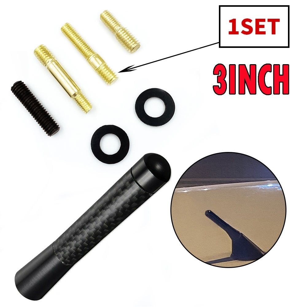 3″ BLACK ALUMINUM CARBON FIBER SCREW ON TYPE SHORT RADIO ANTENNA AERIAL New