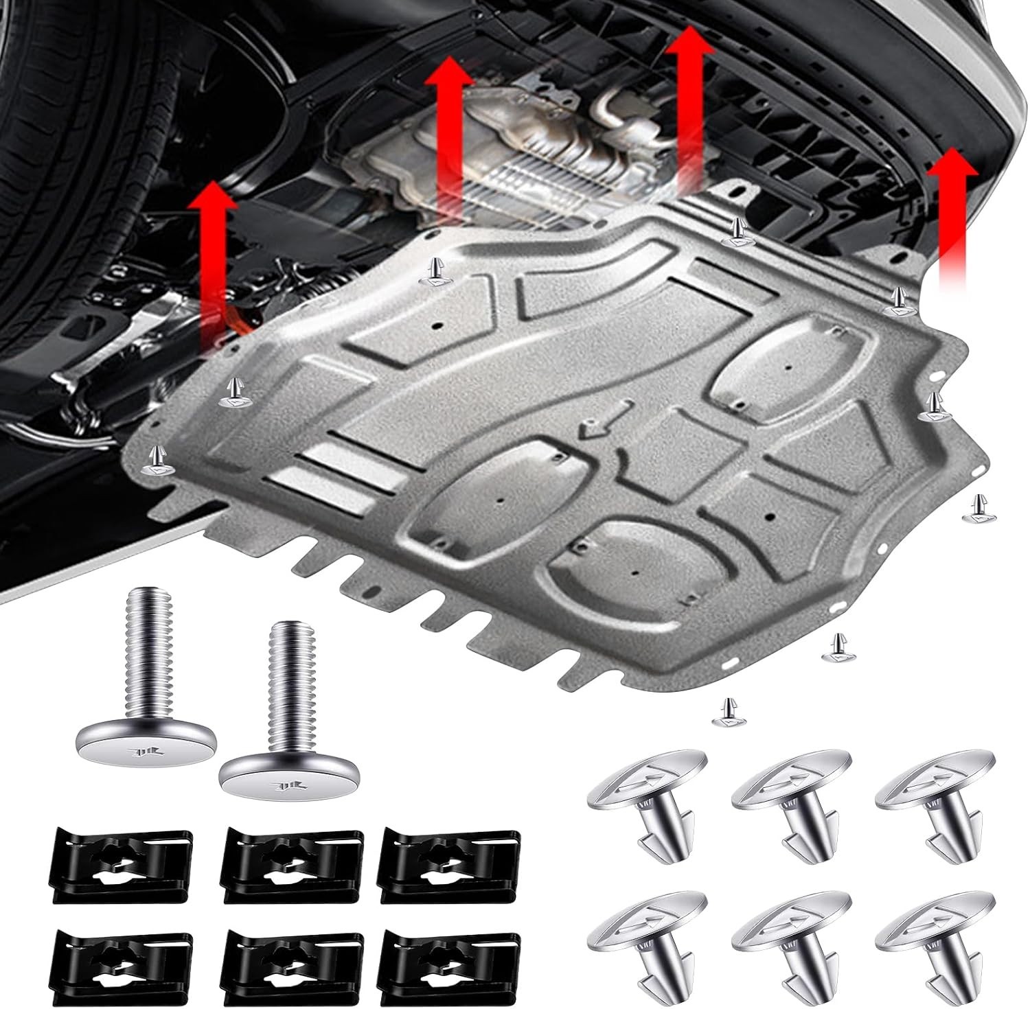 14PCS Engine Splash Shield Hardware Kit – 10mm x 5mm Silver & Black Set