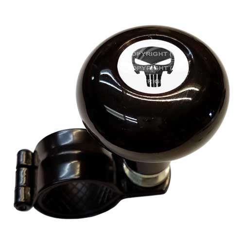 Black Steering Wheel Suicide Spinner Handle Knob Truck Car – PUNISH SKULL WHITE