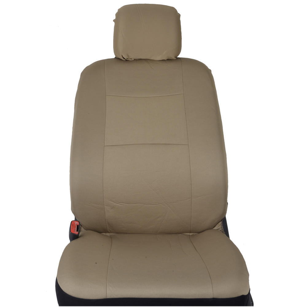 carXS Solid Beige Car Seat Covers Set Complete w/ Front & Rear Carpet Floor Mats