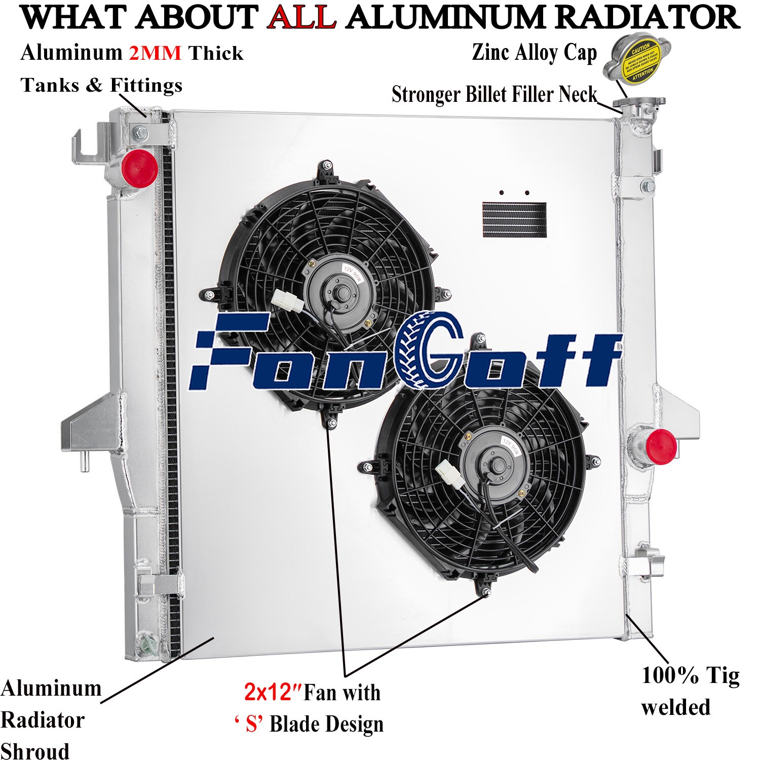 4-ROW Aluminum Radiator+Shroud+fan for 2003-2009 2004 Ram 2500/3500 5.9L 6.7L
