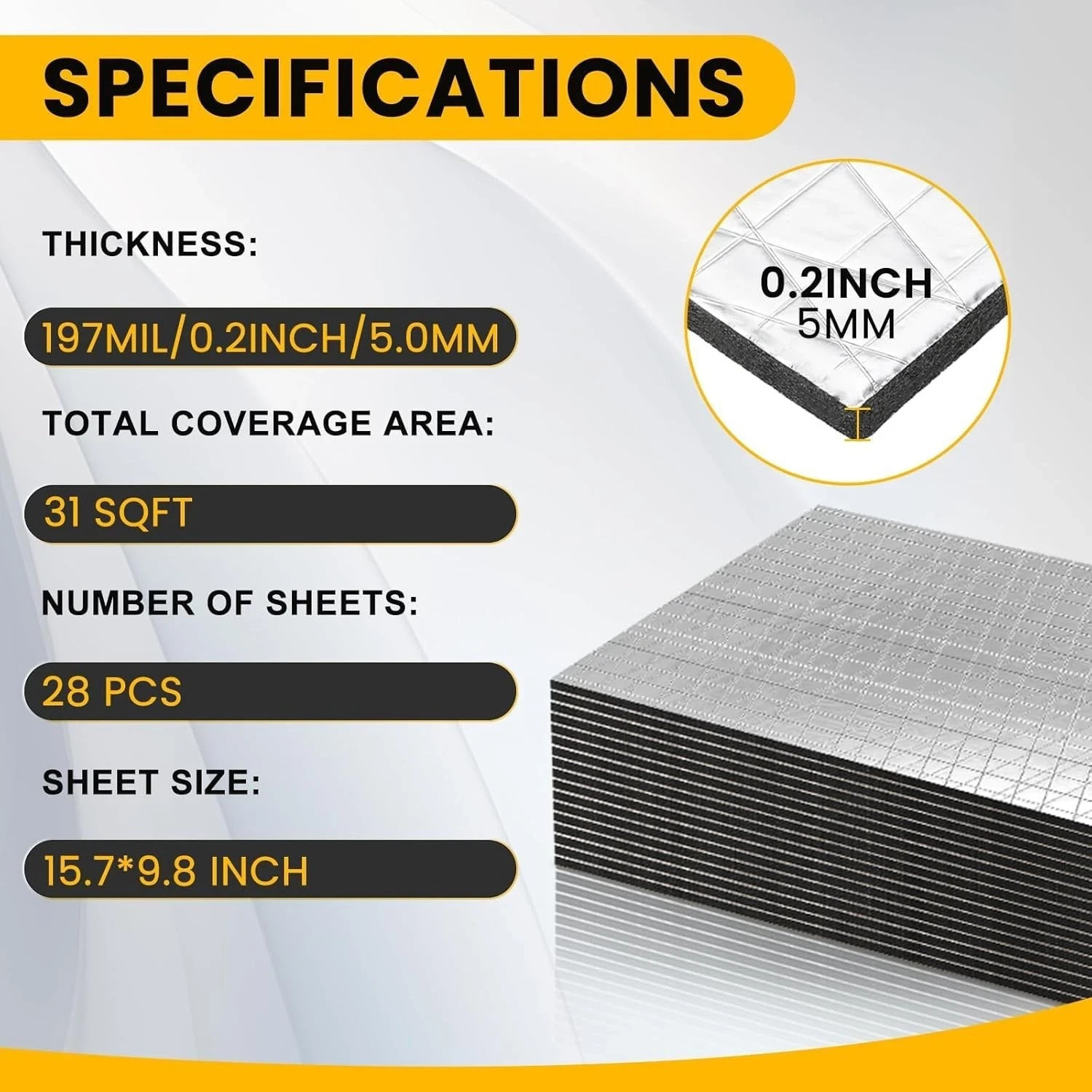 KILMAT 80 mil 31 sqft Car Sound Deadening Mat Butyl Automotive Sound Deadener Au