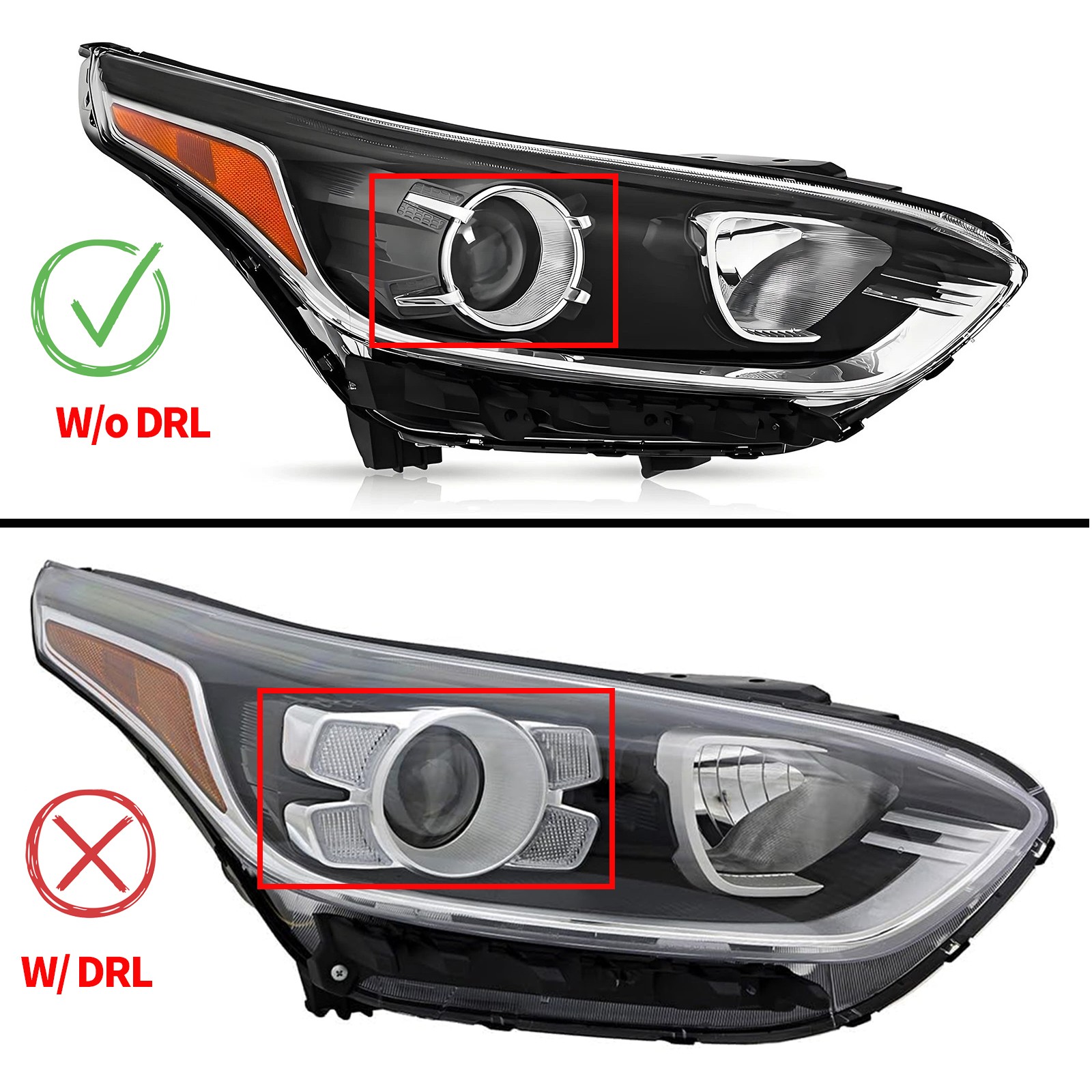 Passenger Halogen Headlight Assembly for KIA Forte Sedan 2019-2021 W/o LED DRL
