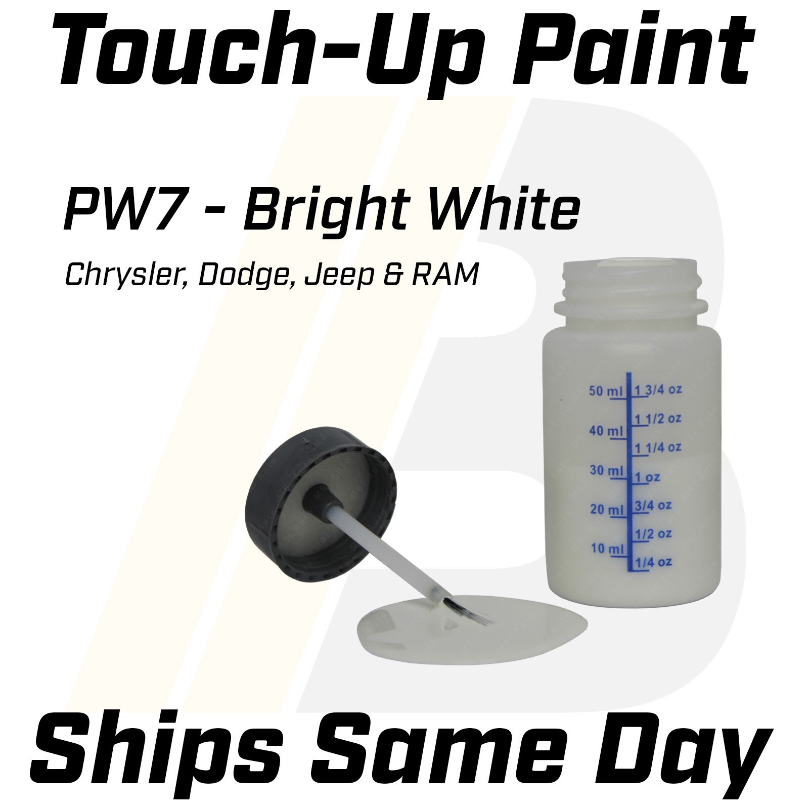 PW7 Bright White – 1 Oz Touch Up Paint Kit w/ Brush for Chrysler Dodge Jeep RAM