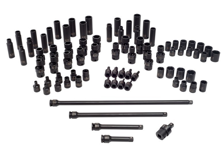 Sunex 3580 80pc 3/8in Impact Socket Set with Case SAE and Metric Tools