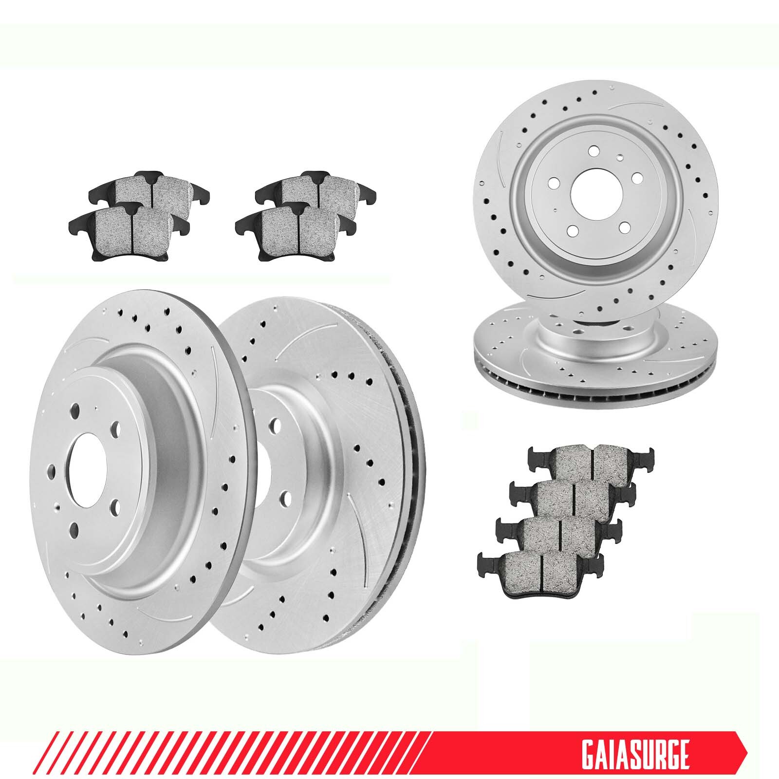 Front & Rear Disc Brake Rotors + Ceramic Brake Pads for Lincoln MKZ 2013-2016